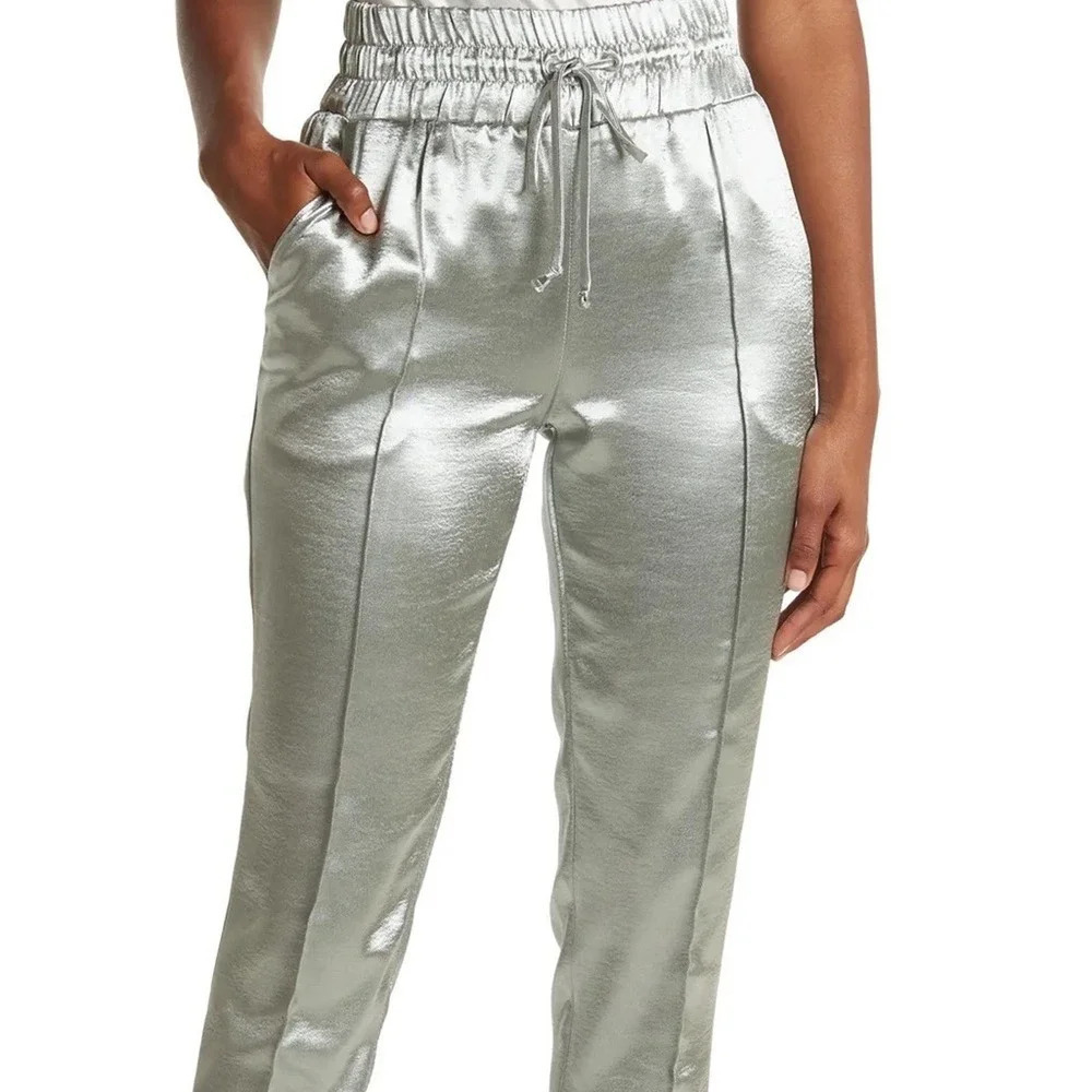 Cinq A Sept Adalie Satin Hammered Drawstring Dress Pants Women’s Medium M v6x